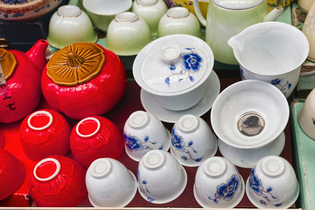 Traditional Chinese tea ceremony with hand-crafted porcelain